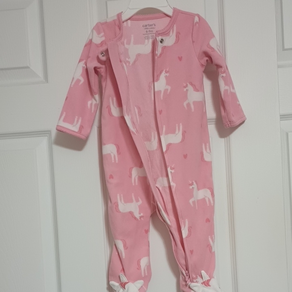 Carter's Pink Unicorn Footed One Piece. Size:6-9Mo - Picture 5 of 7